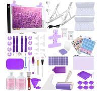 DNSGOOR 189Pcs All Inclusive Diamond Art Accessories Kit Diamond Painting A4 LED Light Pad Set with Diamond Art Sealer Glue Stand Storage Case Pens 5D Painting Tools for DIY Drill Craft
