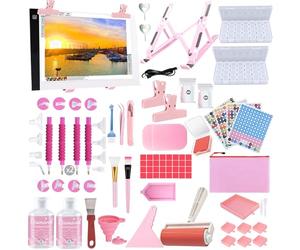 DNSGOOR 189Pcs All Inclusive Diamond Art Accessories Kit Diamond Painting A4 LED Light Pad Set with Diamond Art Sealer Glue Stand Storage Case Pens 5D Painting Tools for DIY Drill Craft