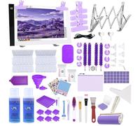 DNSGOOR 247Pcs All Inclusive Diamond Art Accessories Kit Diamond Painting A2 LED Light Pad Set with Diamond Art Sealer Glue Stand Storage Case Pens 5D Painting Tools for DIY Drill Craft