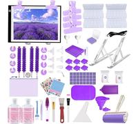 DNSGOOR 247Pcs All Inclusive Diamond Art Accessories Kit Diamond Painting A3 LED Light Pad Set with Diamond Art Sealer Glue Stand Storage Case Pens 5D Painting Tools for DIY Drill Craft