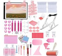 DNSGOOR 247Pcs All Inclusive Diamond Art Accessories Kit Diamond Painting A3 LED Light Pad Set with Diamond Art Sealer Glue Stand Storage Case Pens 5D Painting Tools for DIY Drill Craft