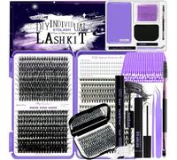 DNSGOOR DIY Lash Extension Kit 847Pcs D Curl with Bottom Lashes Individual Eyelashes Extension Set with Mirror Lash Storage Box Lash Bond&Seal Glue Remover Tweezers Lash Brush Applicator