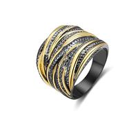dnswez Cross Rings for Women, Chunky Silver Statement Rings Index Finger Big Antique Gold Rings Vintage 2 Tone Punk 14K Gold Plated Ring Twine Intertwined Wide Band Costume Jewelry, 14K Gold Plated,