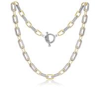 dnswez Wire Necklaces for Women, 2 Tone Link Chain Necklaces Circles Adjustable Necklaces Costume Jewelry for Women Gifts, 49cm, 14K Gold Plated, No Gemstone