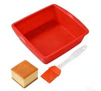 DNTHYRIN 2 PCS Square Cake Tin, 20cm Easy-Release Silicone Cake Moulds with Brush, Non-Stick Baking Trays & Brownie Pans for Cheesecake, Cake, Bread and Chocolate Pie