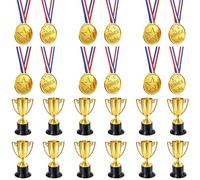 DNTHYRIN 24Pcs Mini Trophy Cups with Base and Engraving Plates, Mini Trophies for Sports Awards, Party Favors, Achievement Recognition and Various Ages