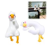 DNTHYRIN 2PCS Mini Resin Goose Figurine, Cute Desk Accessories Tiny Silly Goose Desk Decor, Goose Statues for Office Desk, Car Dashboard, Indoor Festival Decor, Gifts for Friend