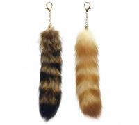 DNTHYRIN 2Pcs Therian Tail, Fox Tail Keychain Set of 2, Animal Spirit Accessory for Cosplay and Collection, Crystal Fox Tail and Standard Fox Tail Design