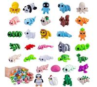 DNTHYRIN 33Pcs 3D Printed Animals Set, Mini 3D Printed Animal Collection, Multi-Colour Figures Including Dinosaurs, Mammals and Aquatic Creatures