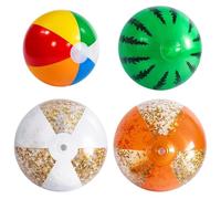 DNTHYRIN 4 PCS Beach Ball, Inflatable Beach Ball, Summer Pool Games, Beach Party Balls, Lightweight and Durable, Six-Panel Design with Watermelon and Golden Orange Patterns