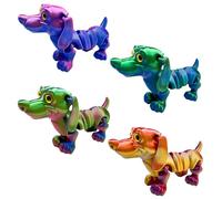 DNTHYRIN 4Pcs 3D Printed Animals, 3D Printed Dachshund, 3D Printed Animals Statue, Stress Alleviation for Home Office Decoration