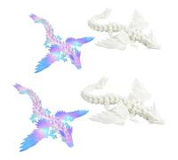 DNTHYRIN 4PCS 3D Printed Dragon,Glow in The Dark Wing,3D Printed Dragon Figures, Fantasy Creature Decor,Collectible Glowing Dragons in Two Sizes,Detailed 3D Printed Dragons Models for Display