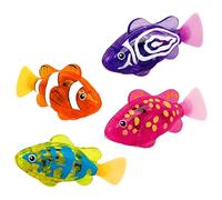 DNTHYRIN 4PCS Robot Fish, Interactive Robotic Fish Toy for Indoor Cats, Four Swimming Robo Fish with Realistic Movement, Yellow Orange Pink Purple Set for Pet Play and Bath Time Entertainment