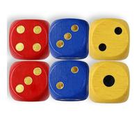 DNTHYRIN 6 Pcs Large Dics,Wooden dice,3 Colors Wooden Six Sided Dice Standard 6 Sided Dices,Round Edge Colorful Dice Set for Board Game Classroom Instruction Party Activities