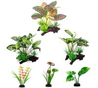 DNTHYRIN 6Pcs Reptile Plants Set, Artificial Vivarium Decoration for Terrariums, Essential Tortoise Accessories and Reptile Accessories for Natural Habitat