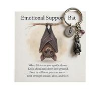 DNTHYRIN Emotional Support Bat, Bat Keyring, Gothic Keyring Inspirational Bat Pendant With Verse Card For Bags Keys
