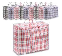 Dntorx 10 Pack Extra Large Strong Laundry Bags 60x50x18CM, Reusable Durable Storage Bags with Zips Waterproof Heavy Duty Moving Boxes for Shopping, Travel, Packing, Clothes Storage