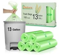 Dntorx 100 Pack 50 Litre Bin Bags, 5 Roll Heavy Duty 50L Bin Liners Rubbish Bag Large Food Waste Bags for Kitchen Garden Office Bedroom Bathroom