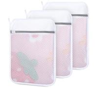 Dntorx 3 PCS Durable Honeycomb Mesh Laundry Bags for Delicates with Zipper, Reusable Laundry Bags for Washing Machine Washing Bags for Laundry Wash Bags for Clothes, Socks, Underwear, Bra (12inx16in)