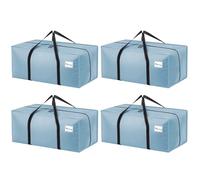 Dntorx 4 Pack 120L Heavy Duty Moving Bags, Waterproof Clothes Storage Bag, Large Packing Box with Zips for Clothes Moving Travelling Camping Garden Tools Christmas Storage Containers Light Blue