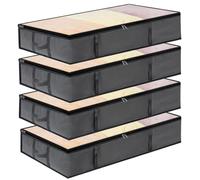 Dntorx 4Pack 90L Underbed Storage Bags, Foldable UnderBed Storage Box With Lids, Clothes Storage Bags with Sturdy Zip, PVC Window, Reinforced Handle for Clothes, Duvets, Comforters, Blankets