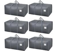 Dntorx 6 Pack 120L Heavy Duty Moving Bags, Waterproof Clothes Storage Bag, Large Packing Bags with Zips for Clothes Storage Moving Travelling Camping Garden Tools