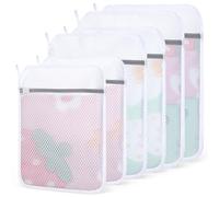 Dntorx 6 PCS Durable Honeycomb Mesh Laundry Bags for Delicates with Zipper, Reusable Laundry Bag for Washing Machine Washing Bags for Clothes, Socks, Underwear, Bra (12inx16in+16inx20in+20inx24in)