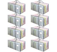 Dntorx 8 Pack 105L Clear Moving Bags Clothes Storage Bags Heavy Duty Moving Totes Packing Bags with Zips for Moving Clothes Bedding Duvet Toys Storage Gray