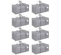 Dntorx 8 Pack 90L Moving Bags, Heavy Duty Moving Totes, Waterproof Storage Bag with Zips for Clothes Storage Moving Travelling Camping (Grey)
