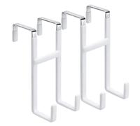 Dntorx Over Door Hook, 2 Pack Over Door Hanger with Dual Hook Heavy Duty White Metal Hanger with Non Slip Rubber Over The Door Organizer Hanger for Hanging Clothes Towels Hats Bags（White）