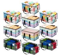 Dntorx Pack of 10 90L Large Storage Bags with Lid, Transparent Moving Boxes Large with Zip Handle Clothes Storage Moving Bags for Moving Camping Bed Linen Clothing Storage