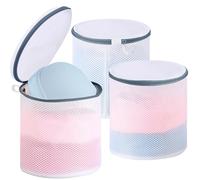 Dntorx Pack of 3 Bra Washing Bags for Washing Machine 18 cm x 20 cm Bra Washing Net with Hidden Zip Reusable Bra Net for Washing Machine, Laundry Bag for Bras, Underwear, Socks