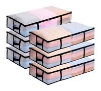 Dntorx Pack of 6 90 L Underbed Storage Boxes with Lid, Large, Transparent Underbed Storage, Foldable Storage Bag with Handle, Underbed Storage for Clothes, Duvets, Pillows
