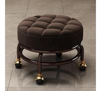 Dntum Rolling Pu Leather Low Stool with Wheels for Nail Salon Pedicure Spa Home Foot Stool