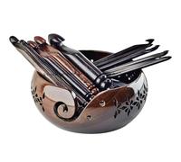 DnU Avenue Rosewood Set of 15 Ergonomic Crochet Hooks 3.5 MM to 25 MM, Wooden Yarn Crochet Hooks for Arthritic Hands, Knitting & Crochet Hook, Soft Grip, Wood Finish, Brown (Hooks with Bowl B)