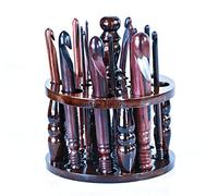 DnU Avenue Rosewood Set of 15 Ergonomic Crochet Hooks 3.5 MM to 25 MM, Wooden Yarn Crochet Hooks for Arthritic Hands, Knitting & Crochet Hook, Soft Grip, Wood Finish, Brown (Hooks with Stand)