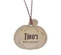 DNVB SHOP Personalised Boo Basket Tag, Wooden, Spooky Gift Tag, Trick or Treat, Pumpkin