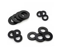 DNVGJUP Lfang-Washers M4 X 15mm X 1mm M4x15x1White Black Nylon Flat Washer Plastic Insulation Plain Ring Gasket, 10Pcs, Corrosion and rust resistance(Black)