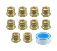 Dnyta 10Pcs Brass Hex Bushing 3/8" NPT Male x 1/4" NPT Female Pipe Fitting Adapter with Raw Material Belt, for Connecting Pipes