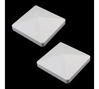Dnyta 2 Pcs Post Caps White 4x4 Inches Vinyl Fence Cap PVC Top Panel Pyramid Fence Post Cap