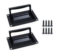 Dnyta 2 Pcs Zinc Alloy Recessed Pull Handles, Black Foldable Toolbox Recessed Flush Pull Handle Embedded Invisible Handle Drawer Handles (110 x 68mm/4.33 x 2.68in)
