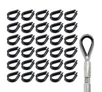 Dnyta 30 Pcs M4 Wire Rope Thimble Stainless Steel Thimble for 5/32" Dia Wire Rope Cable Thimbles Rigging for Preventing The Steel-Wire Ropes from Being Overly Bent Worn or Cut, Black