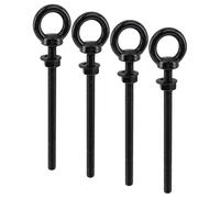 Dnyta 4 Pcs M10 Stainless Steel Eye Bolt, M10 x 150mm (3/8" x 6") Long Mechanical Eye Bolts with Washers and Hexagonal Nuts, Heavy Duty Shoulder Lifting Ring Threaded Eyebolts, Black