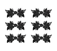 Dnyta 6 Pairs Black Cape or Cloak Fasteners Cheongsam Buttons Vintage Cardigan Clip Antique Classical Frog Closure