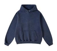 Dnzzs Men's Oversized Vintage Streetwear Acid Wash Hoodie, Royal Blue, S