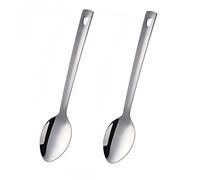 Do Buy Silver Serving Spoon Made of Stainless Steel 2 Pieces Long Handle Vegetable Spoon Length 33 cm, Width 7 cm Mixing Spoon Pouring Spoon for Kitchens