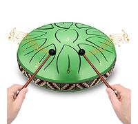 Do-Electr Steel Tongue Drum 6 Inch 11 Tone Hand Pan Drum with Pocket, Fingerpick, and Mallets for Meditation Yoga Sound Healing (Green)