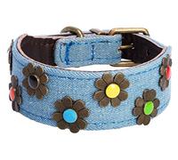 DO&G Boho Chic Wide Dog Collar, Light Denim