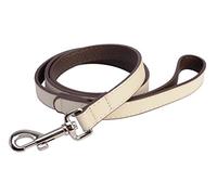 DO & G Leather Collection Dog Lead, Pure White | Genuine Leather, Strong Metal Clip, Comfortable Grip, Durable Construction, Suitable for Everyday Walks