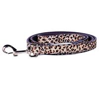 DO & G Luxury Safari Leather Dog Lead finished Metal Fittings and a Faux Leopard Fur Outer.